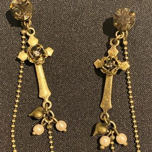 Betsey Johnson Cross Chain Earrings